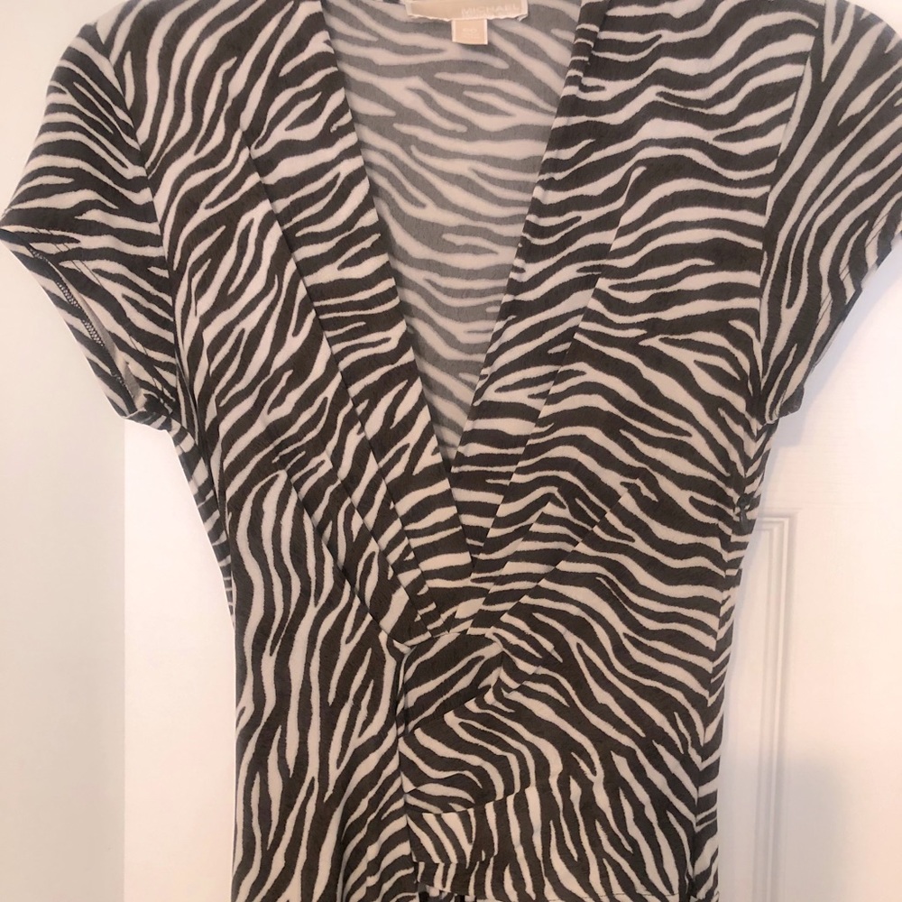 Zebra Print Wrap Maxi Dress, 8 Brown/Cream